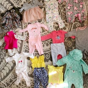 0-3 & 3 month baby girl outfit sets